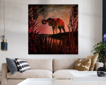 Règne animal –  L'éléphant buvant