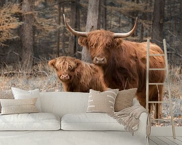 Schotse Hooglander met kalf van Ans Bastiaanssen