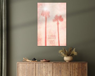 Graphic Art PALM TREES Summer Vibes | living coral by Melanie Viola