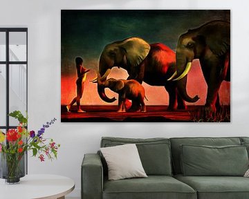 Règne animal –  Les éléphants rencontrent une femme nue