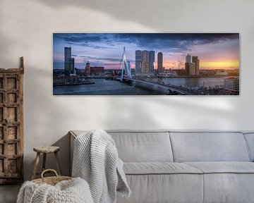 Rush hour in Rotterdam - Panorama skyline sunset by Vincent Fennis