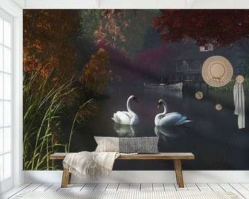 Animal Kingdom – Swans in a river near home by Jan Keteleer