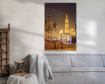 Antwerpen kathedraal in de avond van Dennis van de Water