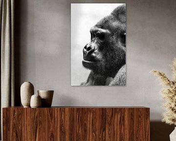 Gorilla zwartwit portret van Dennis van de Water