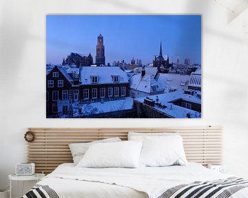 The snowy centre of Utrecht in the morning with the Dom church and Dom tower by Donker Utrecht