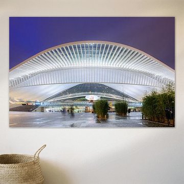 Station Liege-Guillemins blauwe uur sur Dennis van de Water