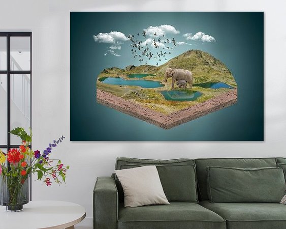 Voorbeeld van het werk in een kamer