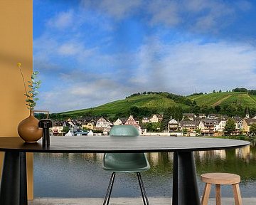 Moselpanorama an einem Sommermorgen mit Wolken