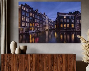 Amsterdam Kanalhaus bei Nacht von Robert Jan Smit