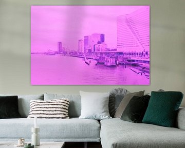 Rotterdam - Erasmusbrug en omgeving - in lila tinten van Ineke Duijzer