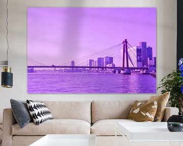 Rotterdam - Willemsbrug en omgeving - in lila tinten van Ineke Duijzer