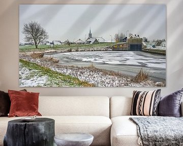 Vue du village d'Oudesluis en hiver