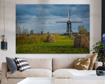 Moulin à vent de Blokweerse à Kinderdijk. (Pay Bas) sur Adri Vollenhouw