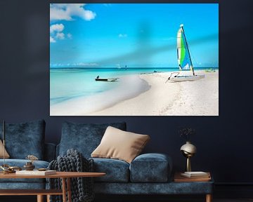 Tropisch strand op Aruba in de Caribbische Zee by Eye on You