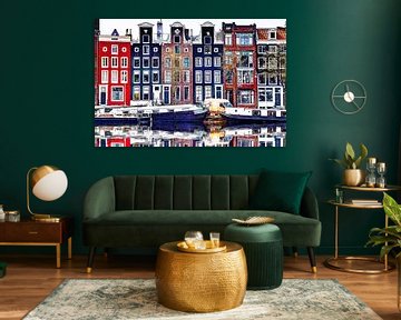 Maisons sur l'Amstel avec image miroir