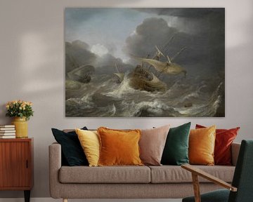 Nederlandse schepen in een storm, Jan Porcellis