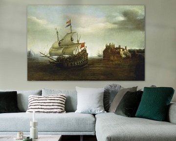 Un château avec un bateau naviguant à proximité, Hendrick Cornelisz Vroom
