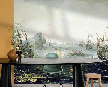 Nederlandse schepen laden hout in een noordelijke haven, Andries van Eertvelt