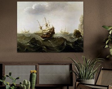 Een schip in een ruwe zee, Cornelisz Verbeecq