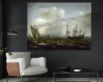 Ein holländisches Schiff und ein Kaag bei frischer Brise, Hendrick Cornelisz Vroom