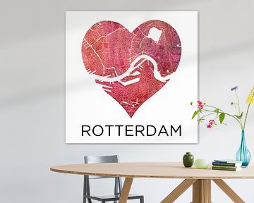 L'amour pour Rotterdam | Plan de la ville dans un coeur sur WereldkaartenShop