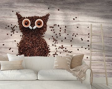 Coffee Owl Artwork - Unique Wall Decoration for Coffee Lovers by Elianne van Turennout