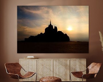 Mont Saint-Michel zonsondergang silhouet sur Dennis van de Water