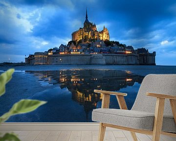 Mont Saint-Michel in the blue hour with reflection by Dennis van de Water