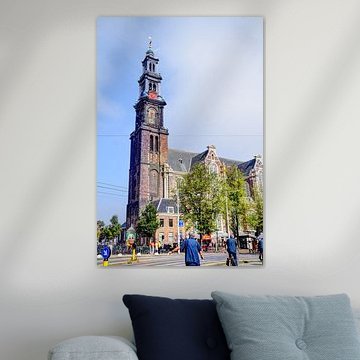 Westerkerk Amsterdam with cyclist