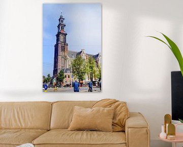 Westerkerk Amsterdam with cyclist