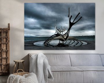 Solfar, a stylistic representation of a Viking boat in Iceland by Gerry van Roosmalen