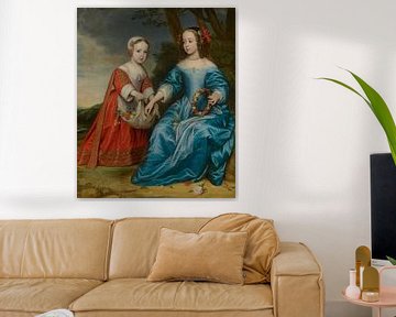 Dubbelportret van prins Willem III en zijn tante Maria prinses van Oranje als kind - Honthorst