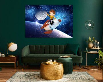 Rocket Boy (mail een foto en jouw kind wordt de astronaut) van Anouk Muller - Funqy Wall Art