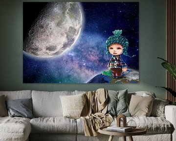 Love you to the Moon & Back. Persoonlijk werk met eigen foto! by Anouk Muller - Funqy Wall Art