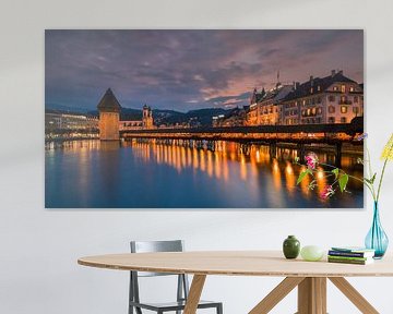 Kapellbrücke, Luzern, Zwitserland van Henk Meijer Photography