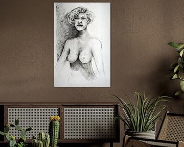 Nude Model Drawing, Nude model Drawing, Dessin de Modèle Nu, Aktmodel by Sylvia Dekker