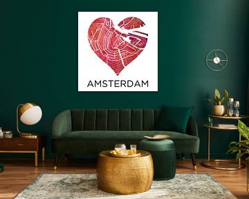 Liefde voor Amsterdam  |  Stadskaart in een hart