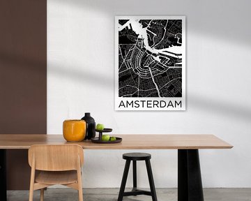 Amsterdam Noord en Zuid | Stadskaart ZwartWit van Wereldkaarten.Shop