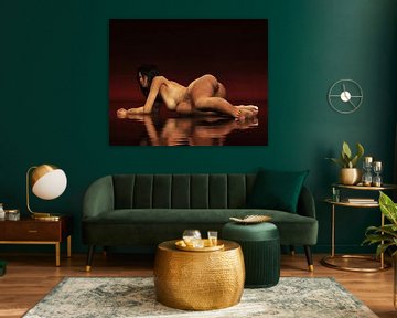 Erotisch naakt - Naakte vrouw rustend op haar zij van Jan Keteleer