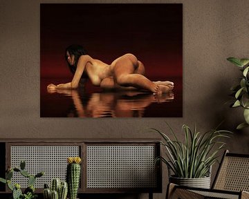 Nu érotique - Femme nue posée sur le côté