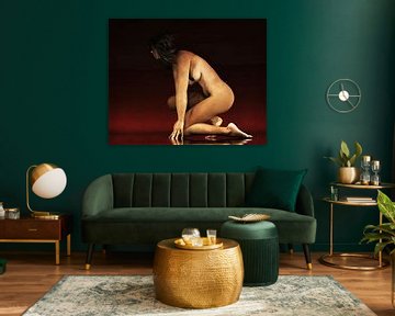 Erotisch naakt - Naakte vrouw in staat van paraatheid. van Jan Keteleer (JanKé): Een reis voorbij het canvas