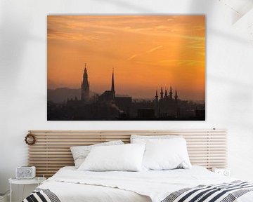 Zonsopgang Skyline Leuven van Manuel Declerck