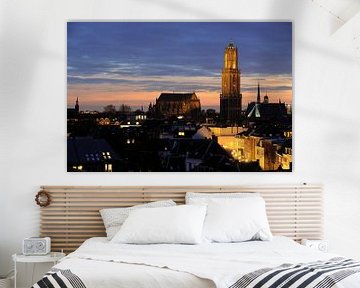 View of Utrecht city centre with Plompetorengracht and Dom tower by Donker Utrecht