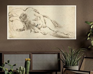 Nude Woman Resting on a Cushion, Rembrandt van Rijn