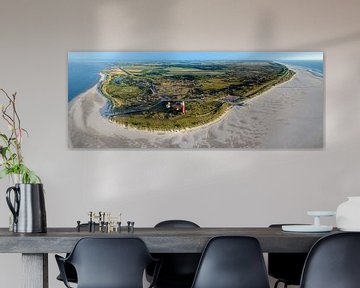 Panorama du côté nord de l'île de Wadden Texel avec le phare