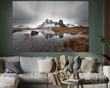 Bergketen met reflectie in IJsland van Ralf Lehmann