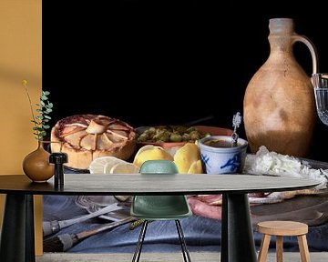 Still life of table with fisch in the style of the old masters.