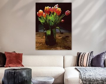 Bloemenposter "Welikeflowers" oranje tulpen van Robert Biedermann