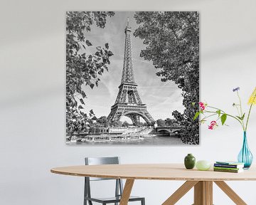 PARIS Eiffelturm & Seine | Monochrom von Melanie Viola