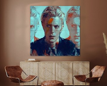 Motief David Portret Bowie - 3 gezichten Blauw van Felix von Altersheim